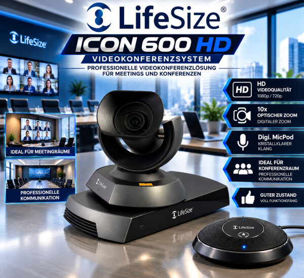 LifeSize Icon 600 HD Videokonferenzsystem/Camera 10x/Digi. MicPod /Guter Zustand