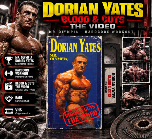 Blood & Guts "Dorian Yates" Mr. Olympia VHS / 1996 RARE - Hardcore Workout / Top