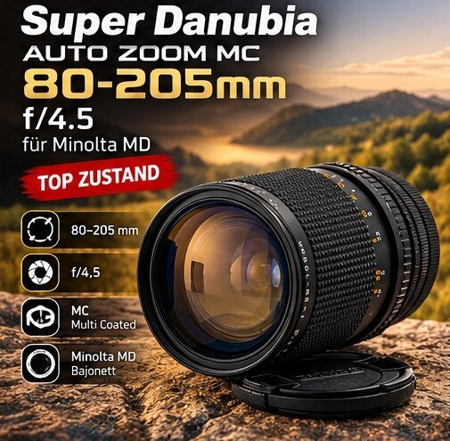 Super Danubia Auto Zoom MC 80-205mm / f/4.5 / MC / für Minolta MD / Top Zustand