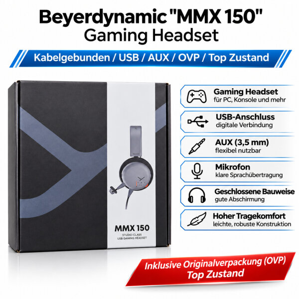 Beyerdynamic "MMX 150" Gaming Headset / Kabelgebunden / USB / AUX / OVP / Top