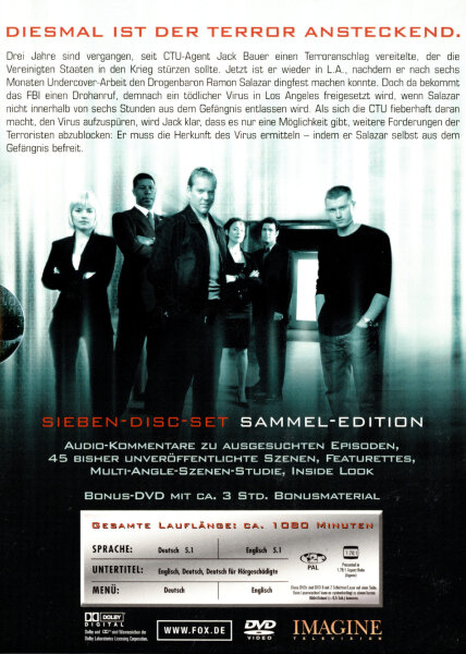 24 - Season 3 (7 DVDs) Kiefer Sutherland,Sarah Clarke/ DVD - Nagelneu Versiegelt
